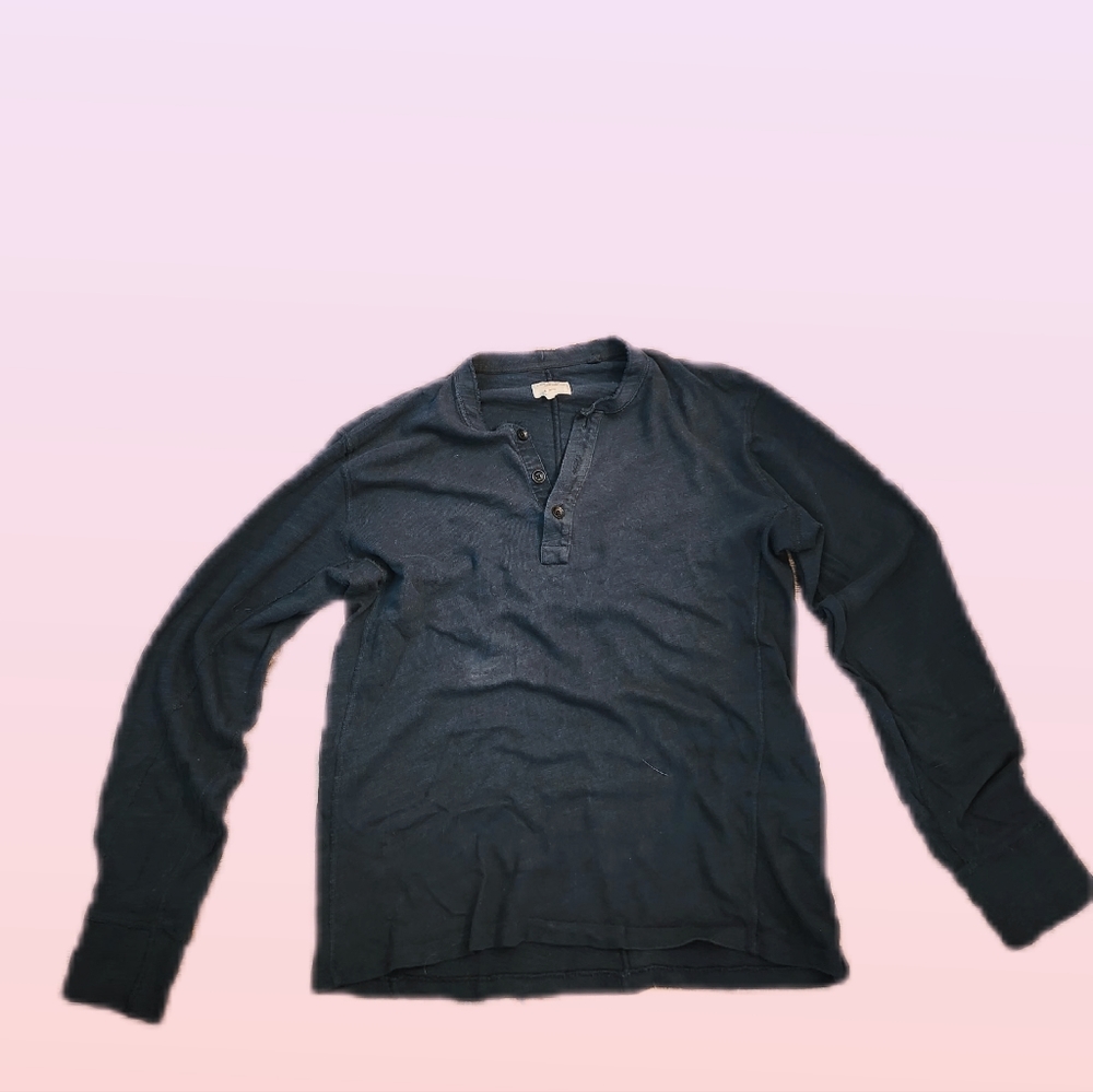 Rag & Bone Med Dark Navy Long Sleeve Henley